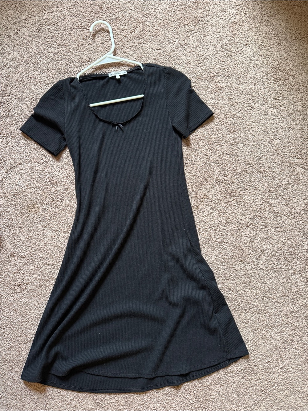 Black Short-Sleeve A-Line Dress